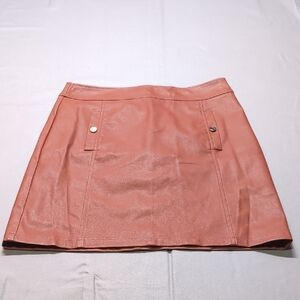 LOFT Orange A-Line Mini Skirt Casual Resort Wear‎ Faux Leather Size 6